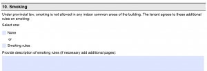 smoking-section of standard lease